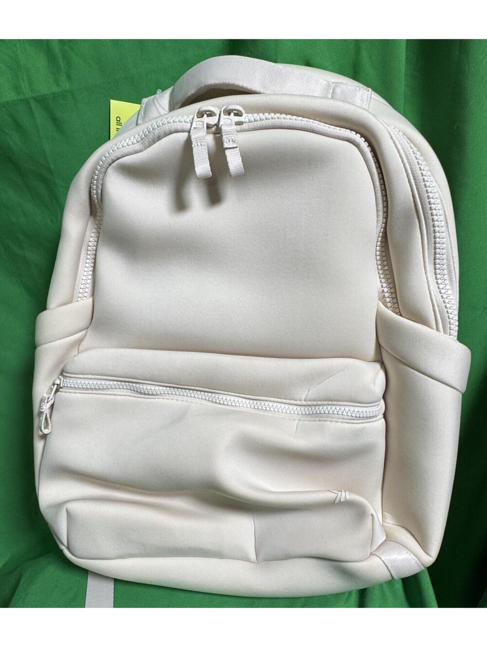 All In Motion Cream 14L Faux Neoprene Backpack 17" X 12" Fits 16" Laptop  NEW